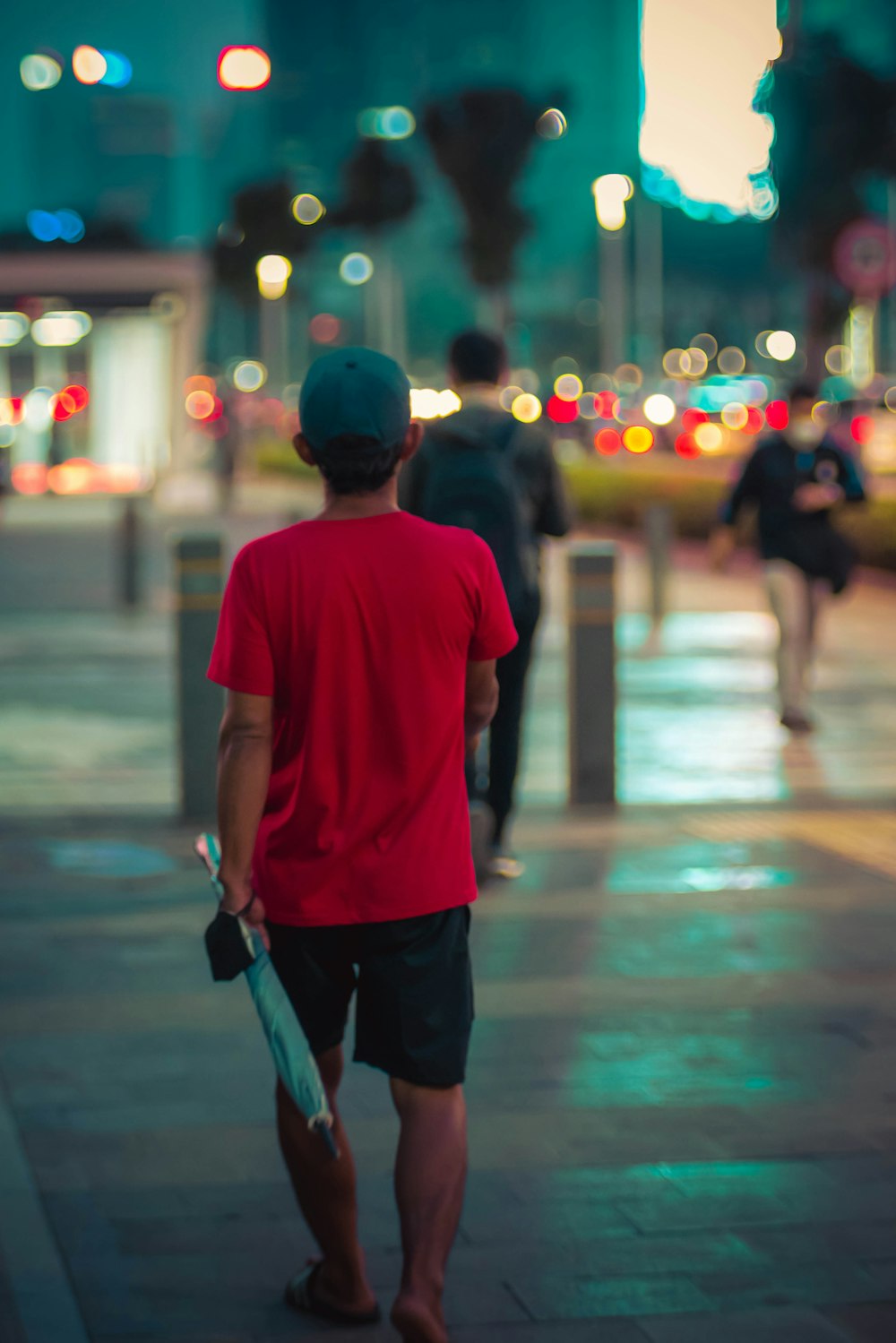 a person walking down a street