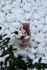 A step-by-step photo collage showing the making of a simple dessert.