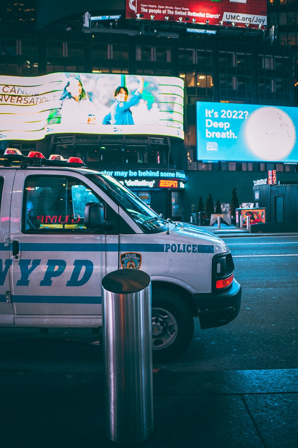 a police car parked on the side of the road