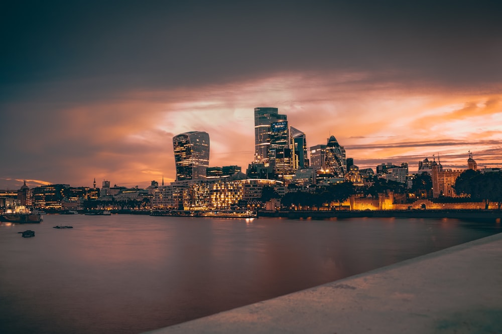 a view of a city at night from across the water