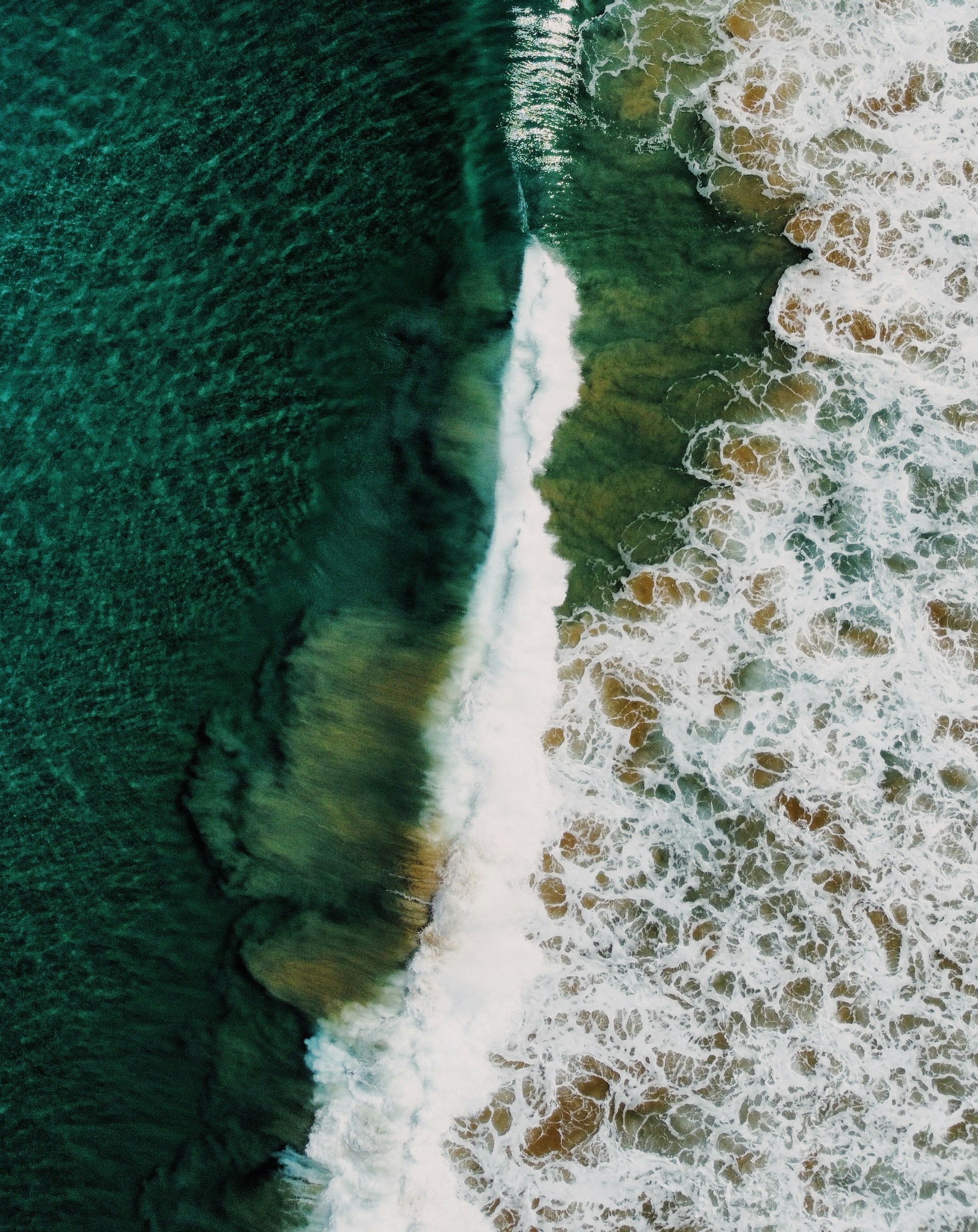 an aerial view of a body of water