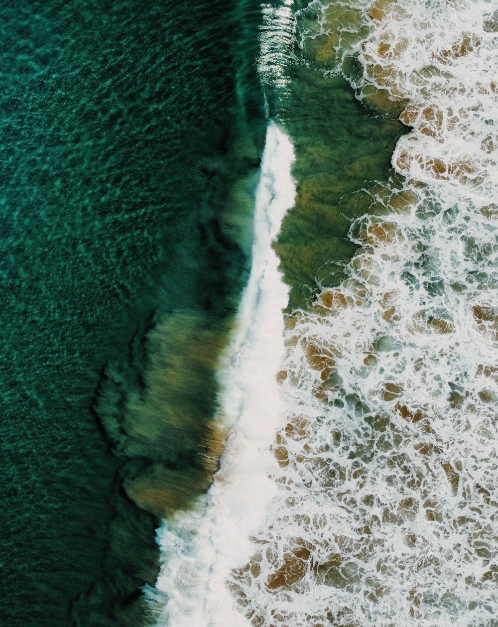 an aerial view of a body of water