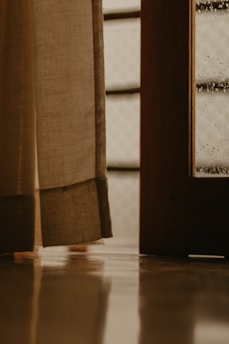 a close up of a curtain on a window