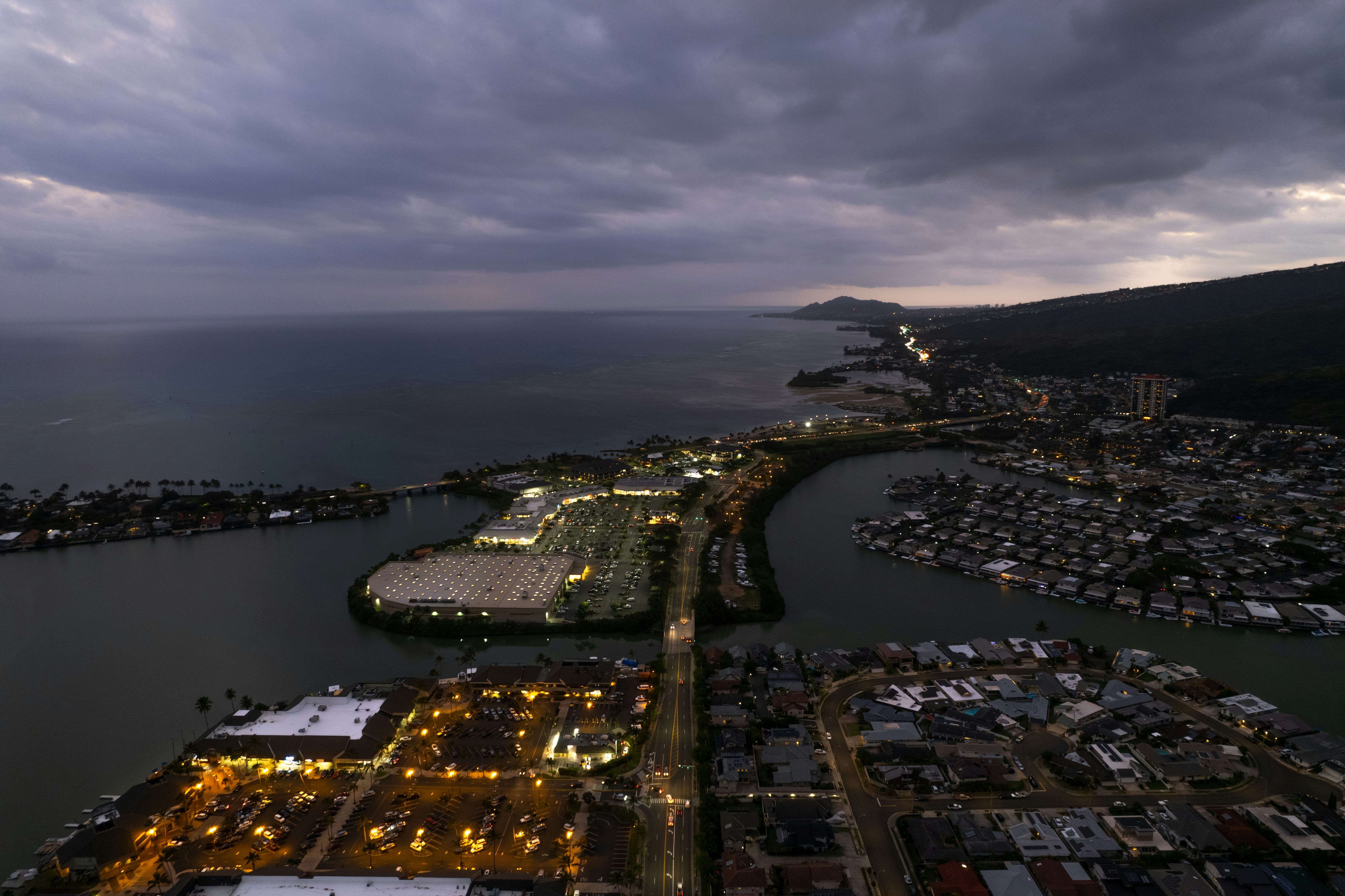 An aerial view of a city at night photo – Free Nature Image on Unsplash