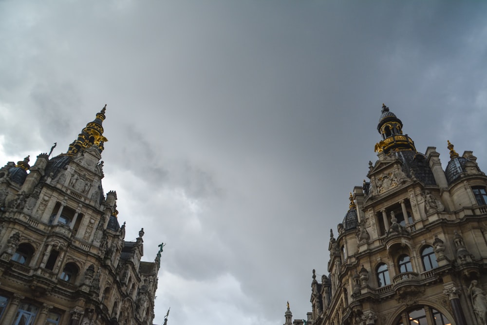 a very tall building with a clock on it's side