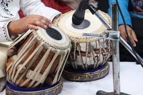 a close up of a person playing a musical instrument