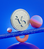 a clock and some balls on a blue surface