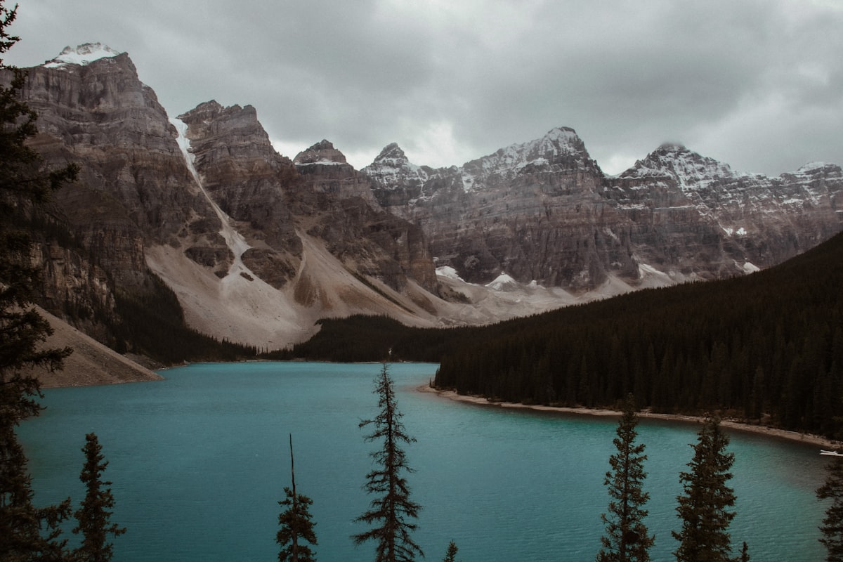 Banff June — Moraine Lake turquoise water below the Valley of the Ten Peaks