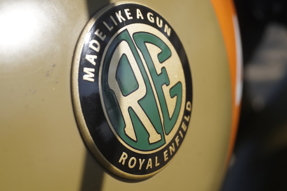a close up of a badge on a motorcycle