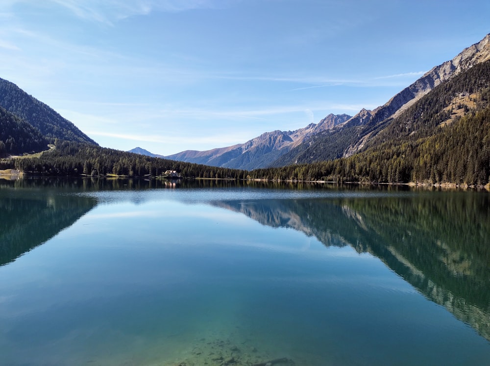 a large body of water surrounded by mountains