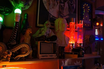 Brightly lit shelves filled with quirky gadgets and fun accessories.