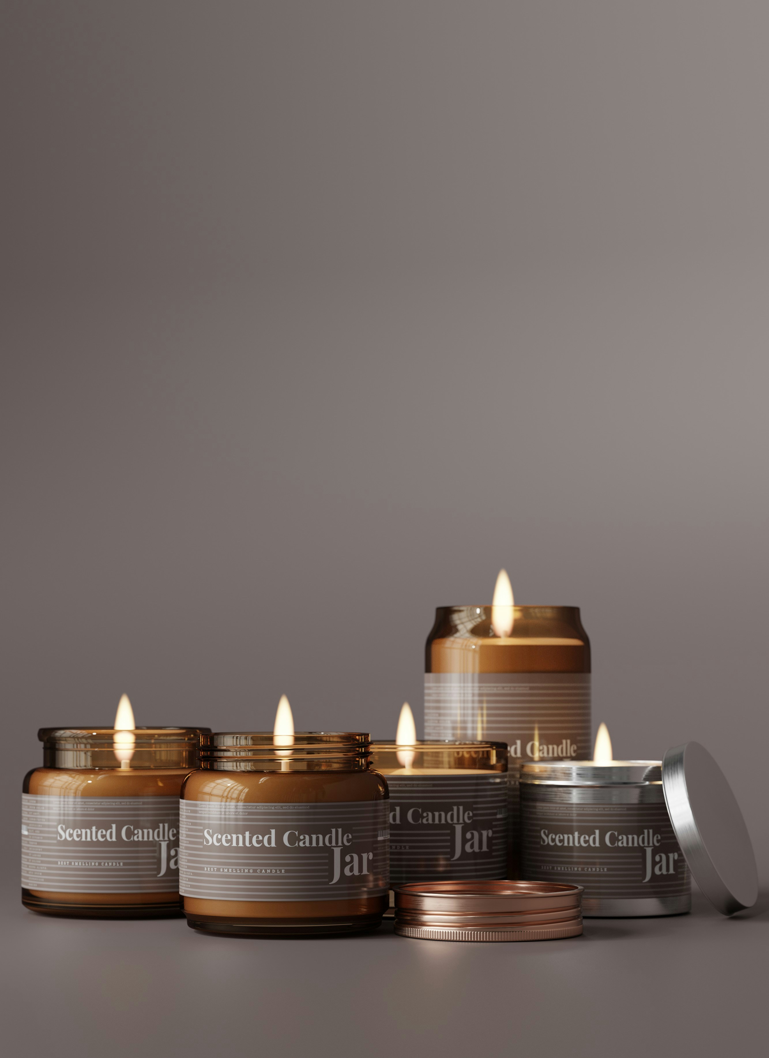 a group of candles sitting next to each other