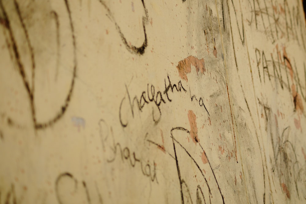 a wall with writing on it and graffiti on it