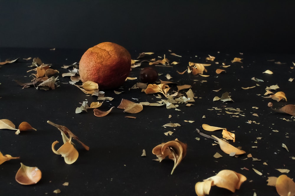 a piece of fruit that is sitting on a table