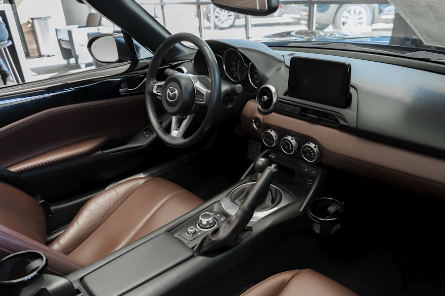 Leather car interior seat detail