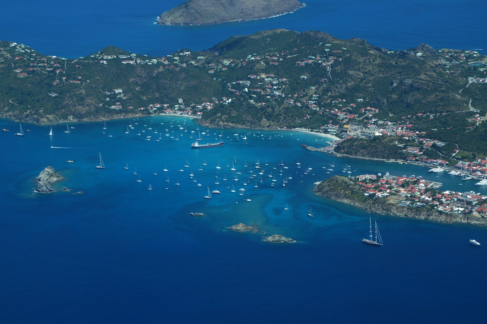 Vue aérienne des îles de la Caraïbe