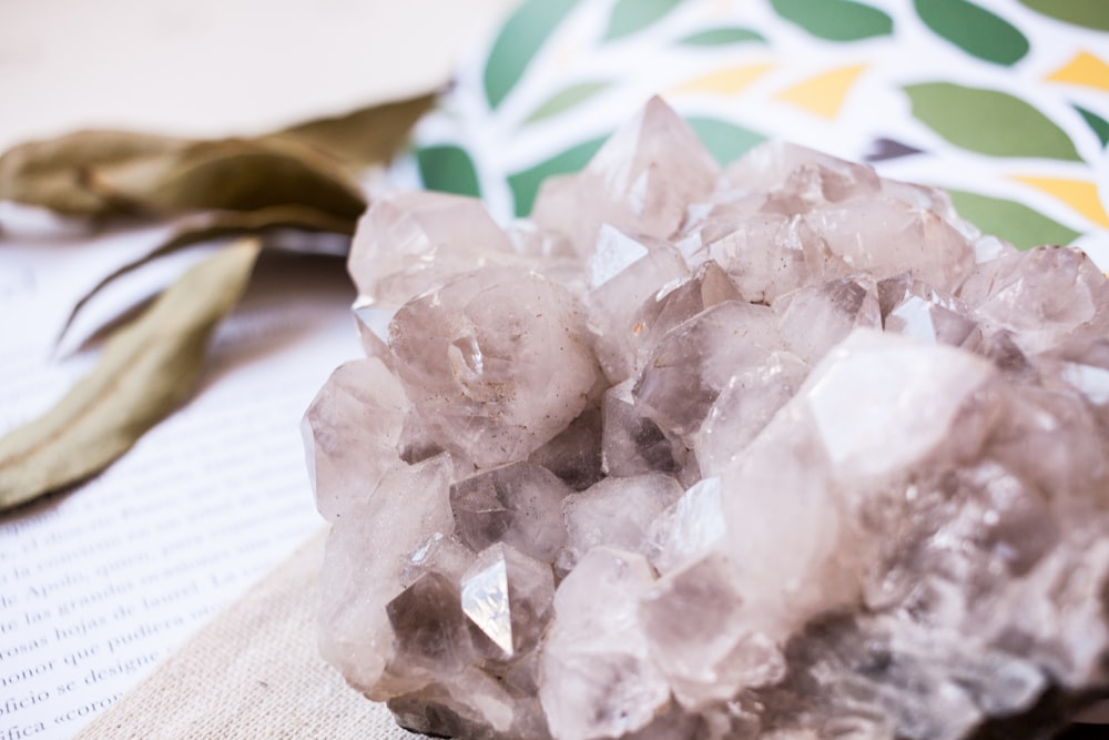 a bunch of crystals sitting on top of a table