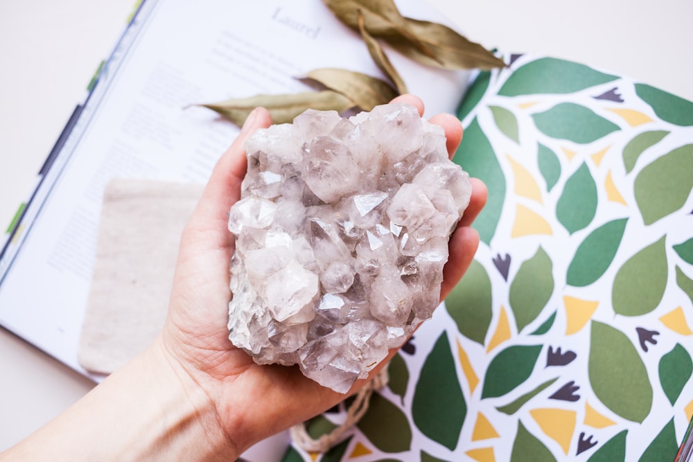 a person holding a rock in their hand