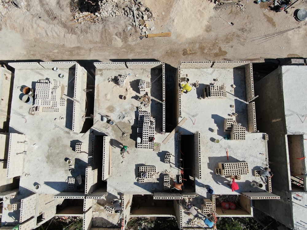 an aerial view of a building under construction