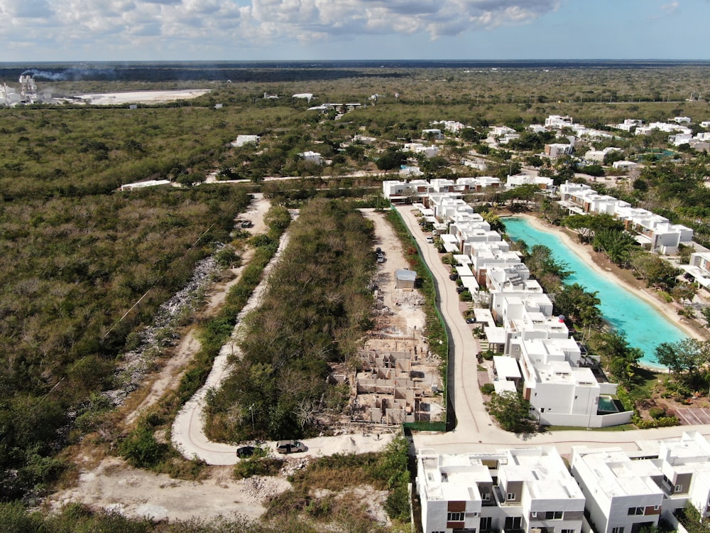 a bird's eye view of a residential development