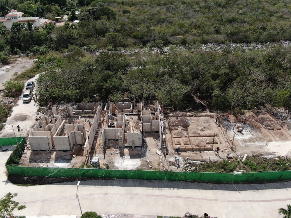 an aerial view of a building under construction