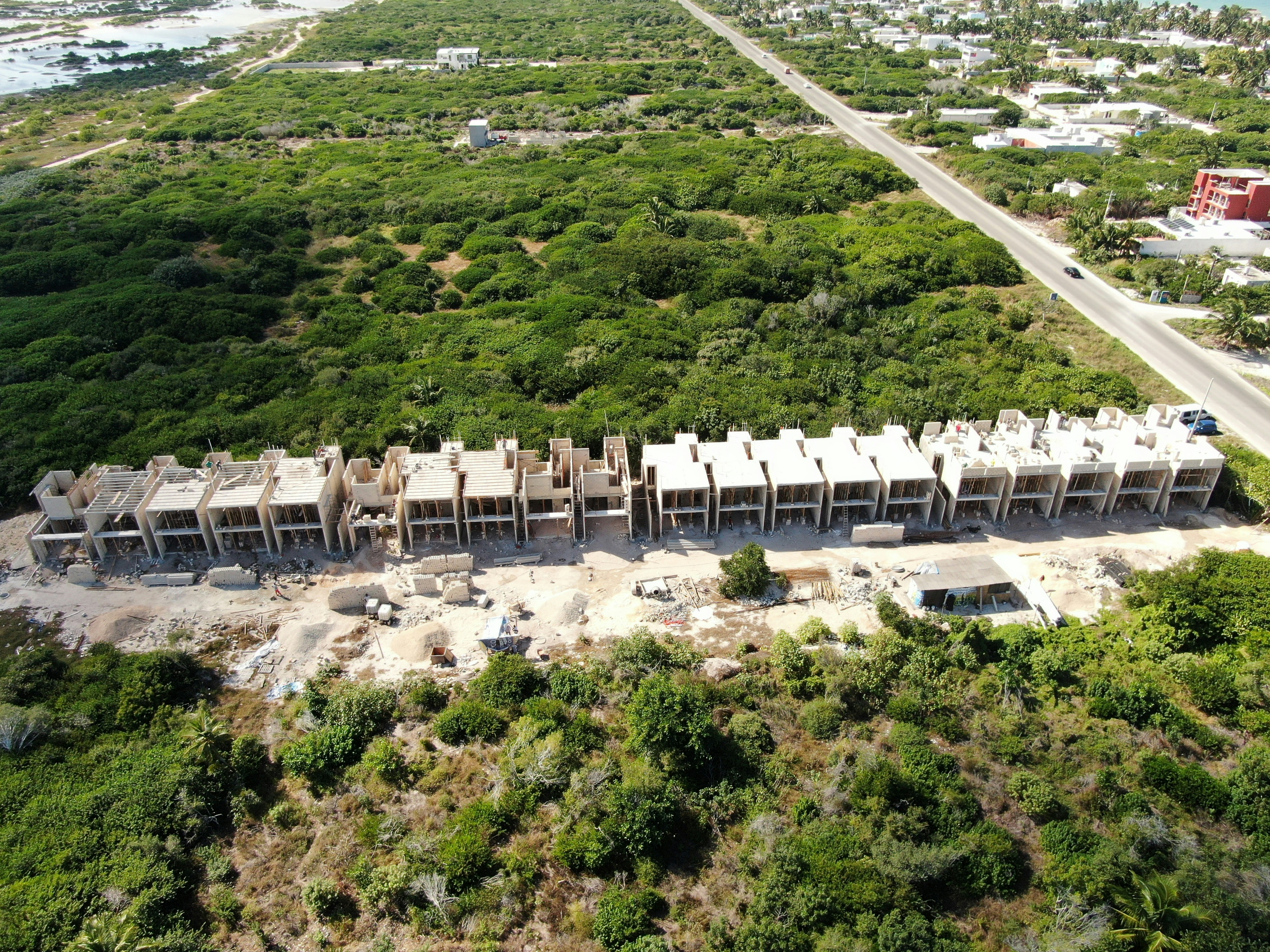 an aerial view of a building under construction
