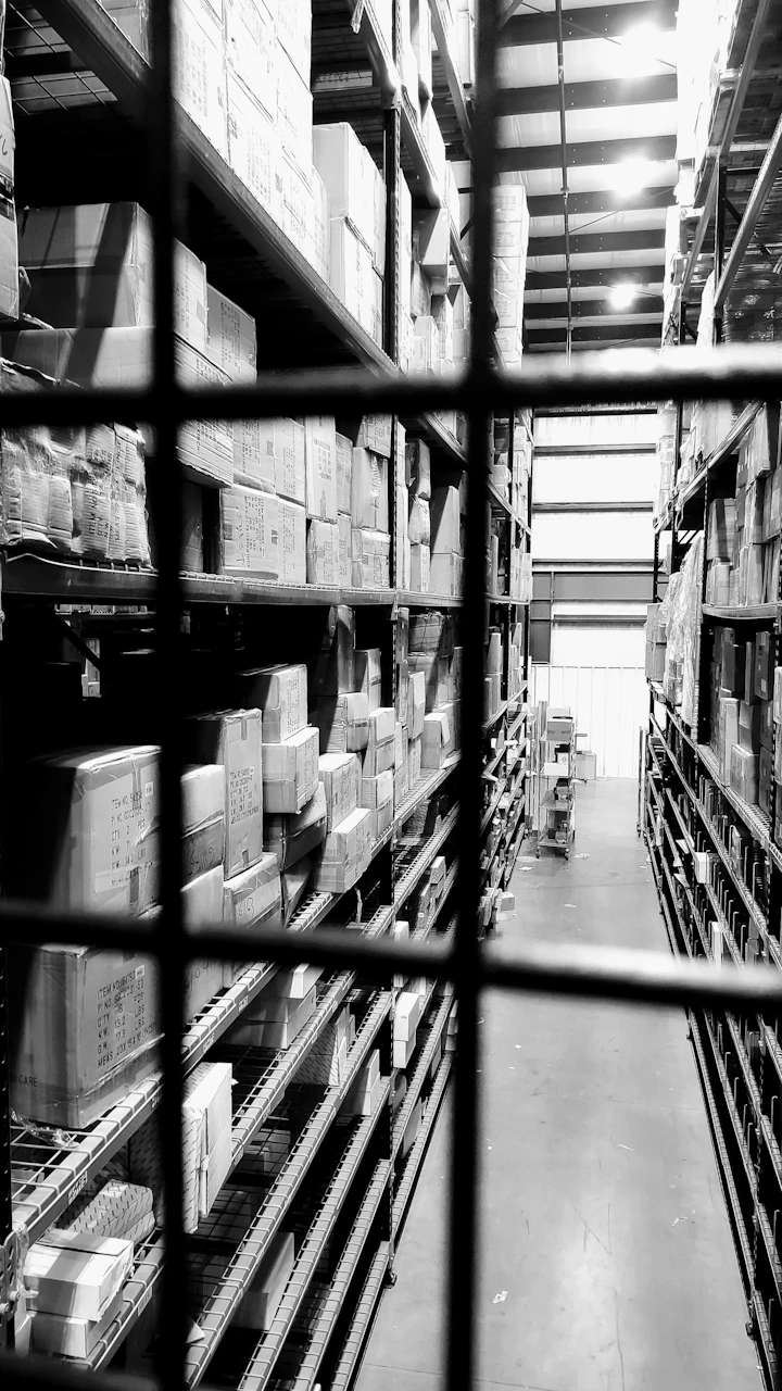 a warehouse filled with lots of shelves filled with boxes
