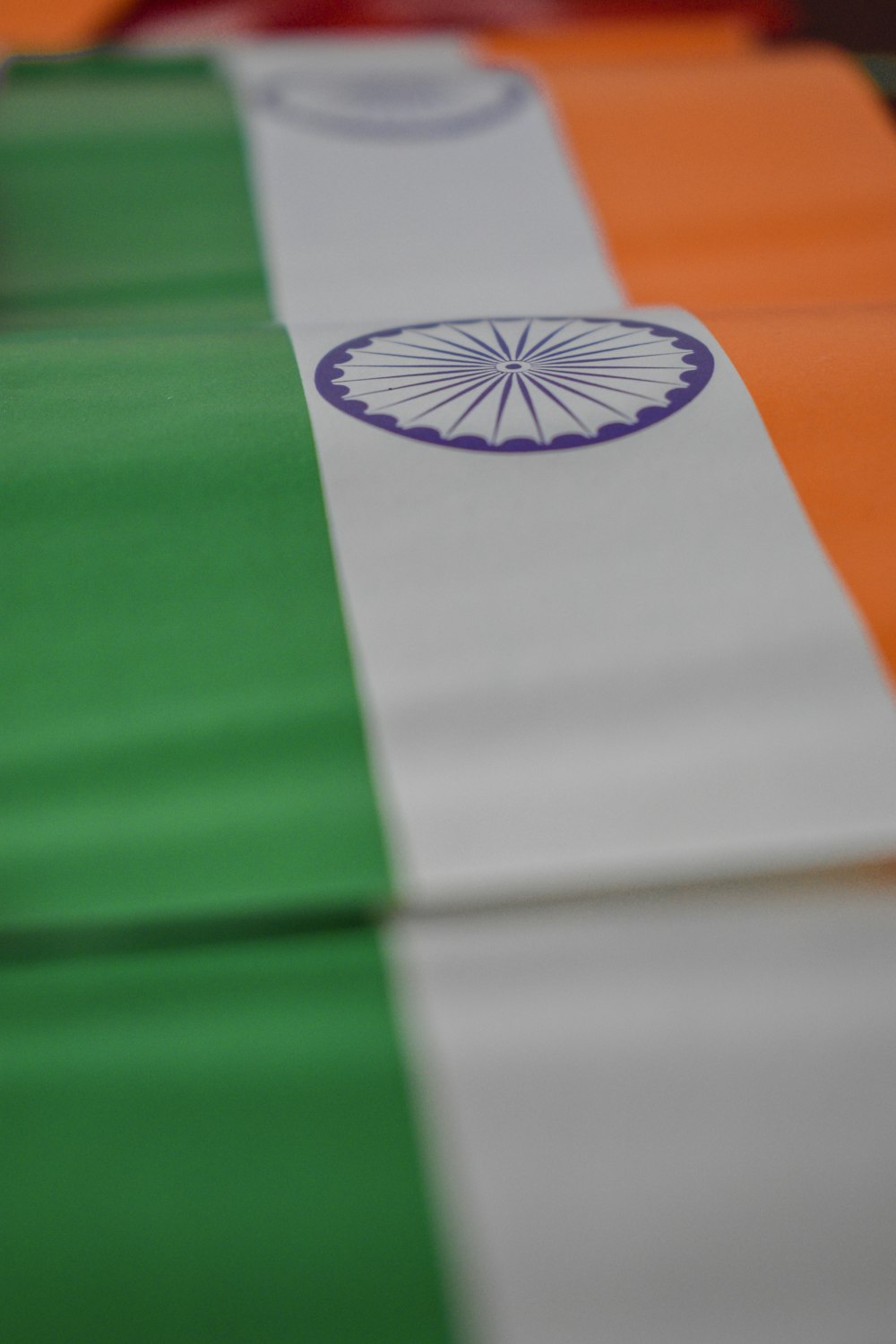 a close up of a table with a flag on it