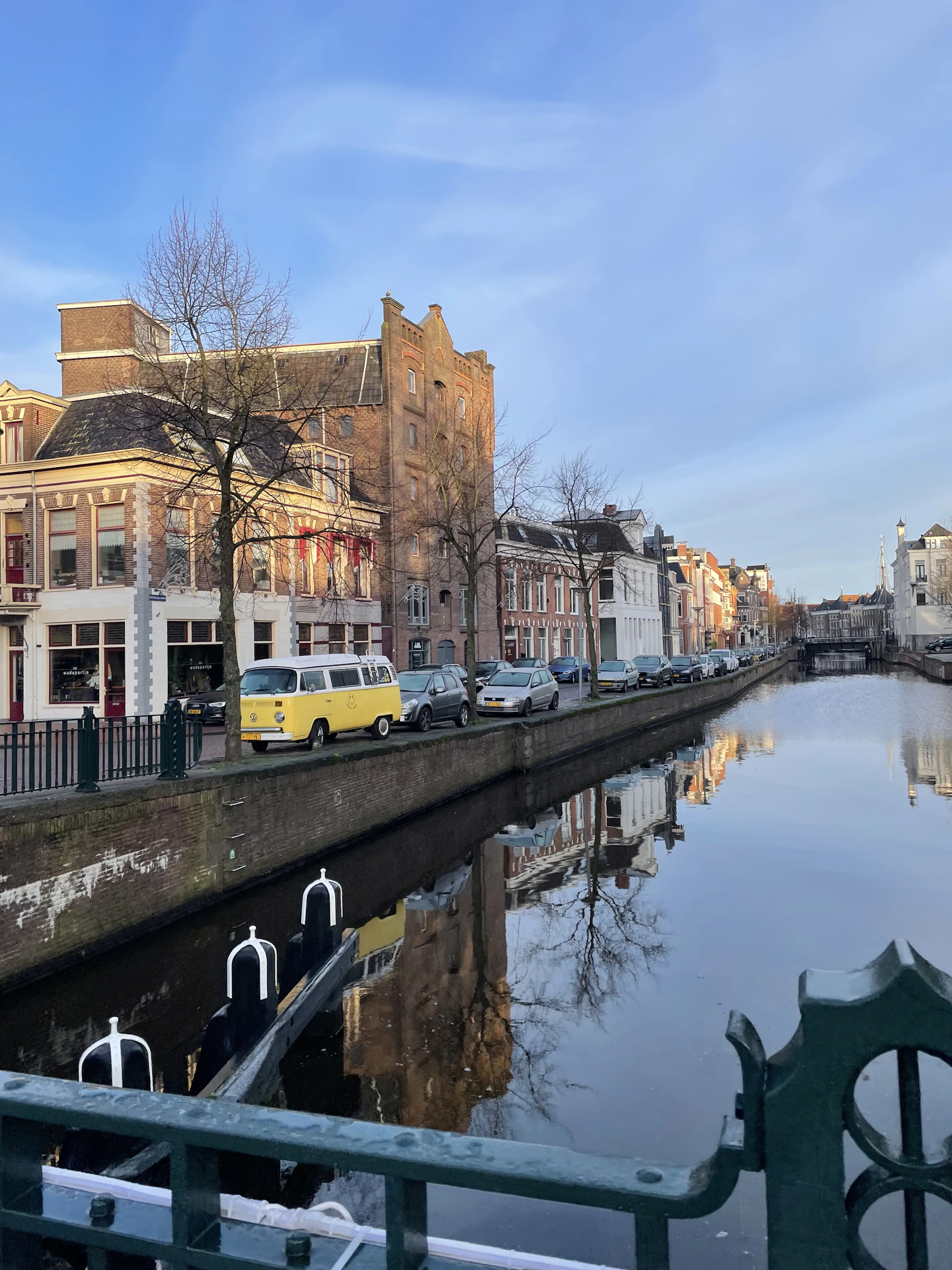 Canal with city buildings in Groningen