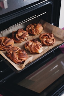 a tray of freshly baked pastries in an oven