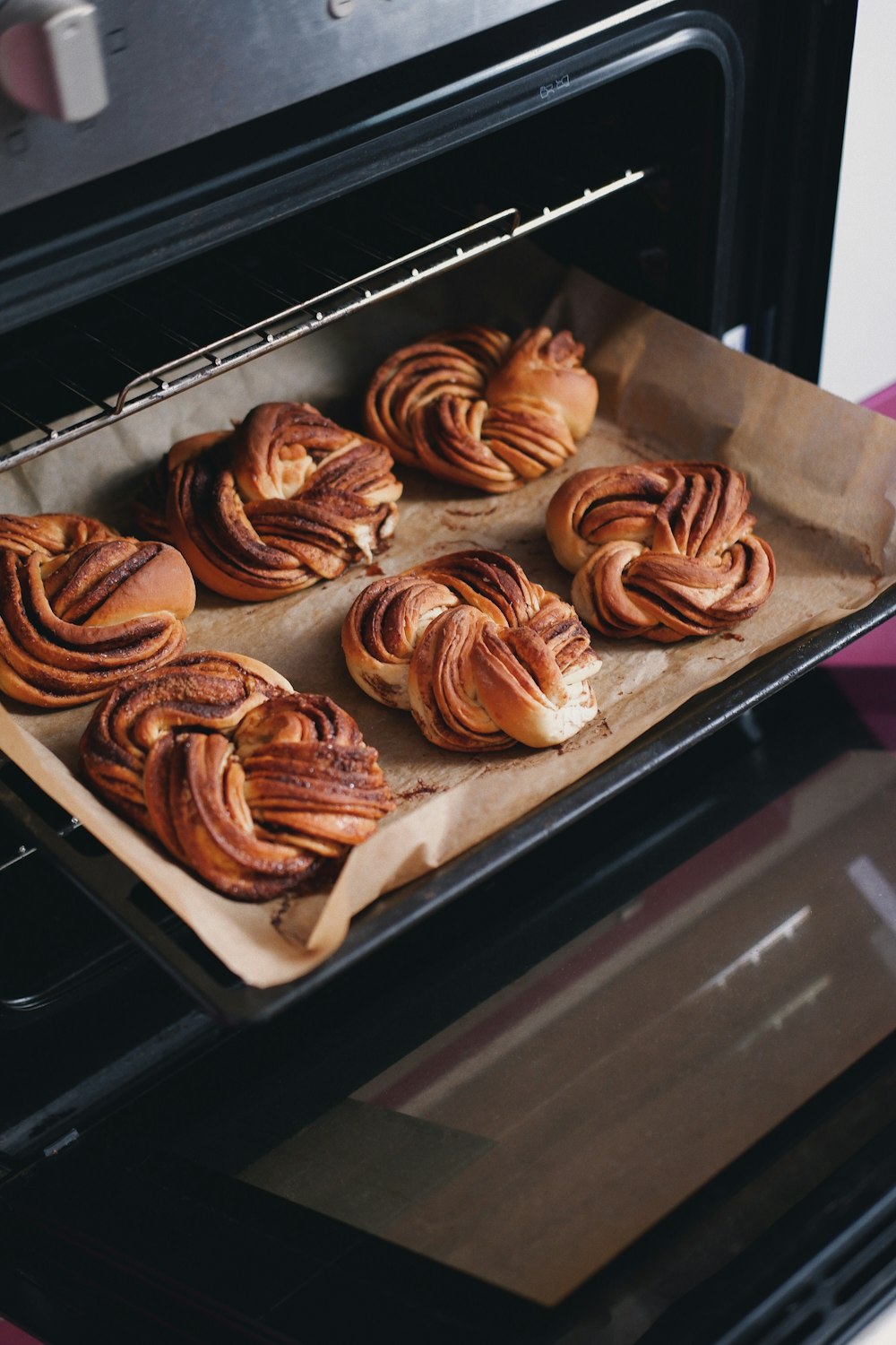 a tray of freshly baked pastries in an oven