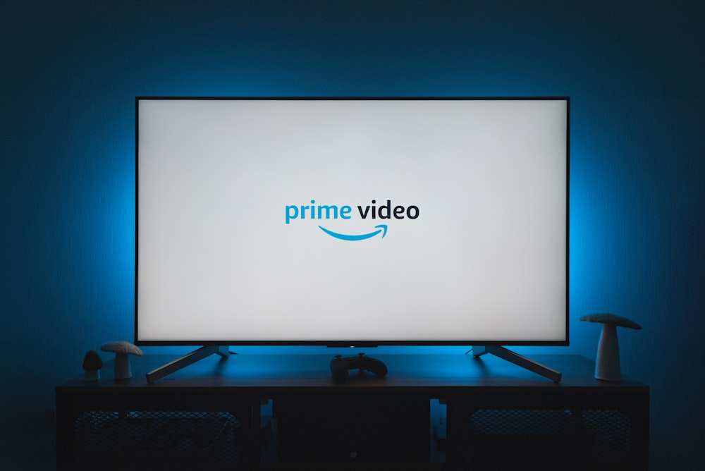 a television screen with the prime video logo on it