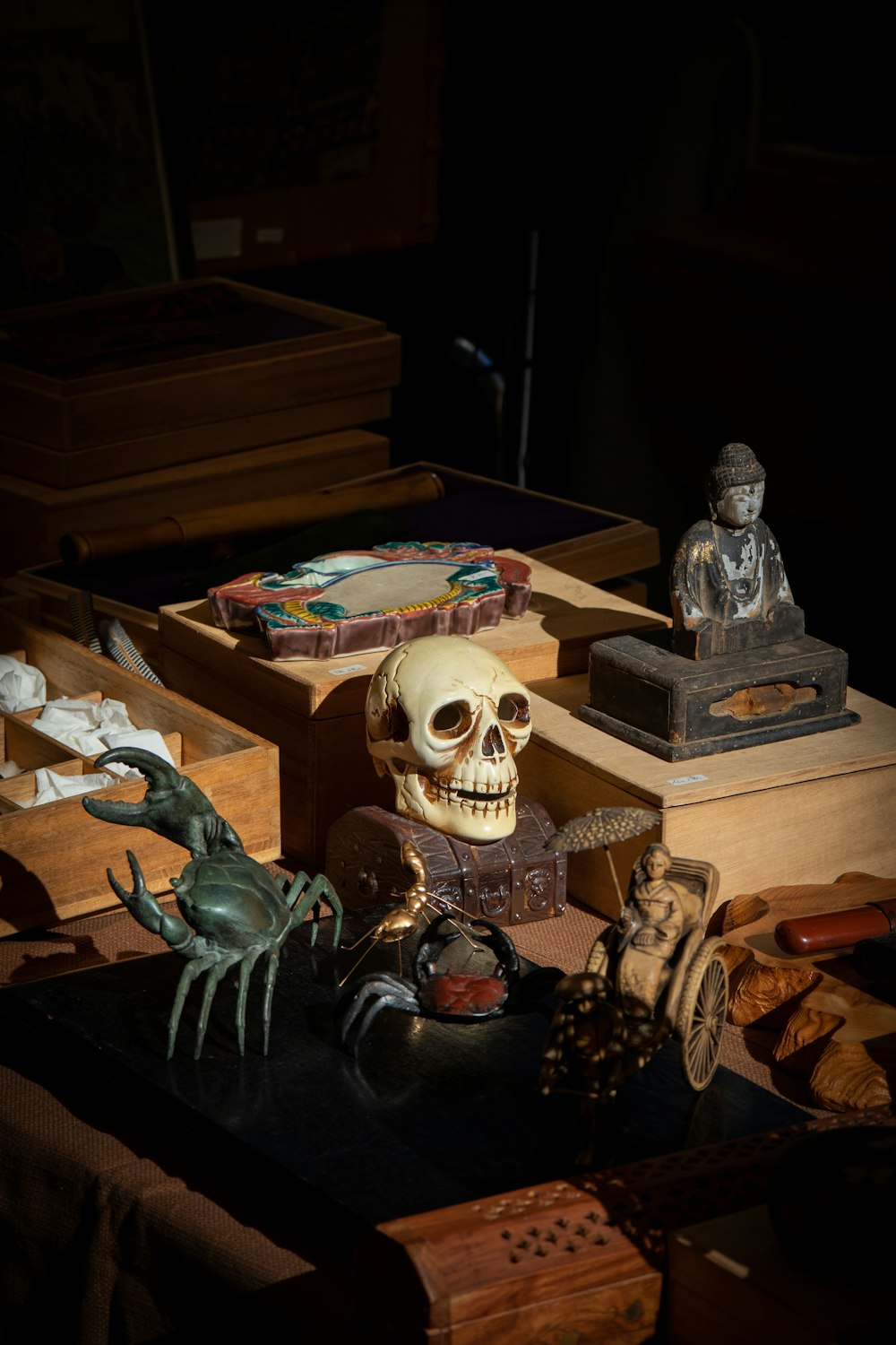 a table topped with lots of halloween decorations