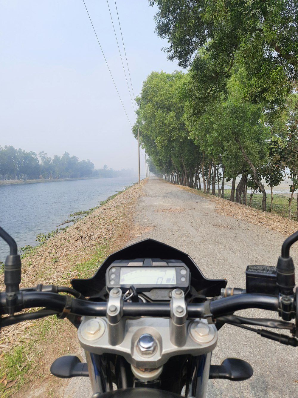 a motorcycle parked on the side of a road