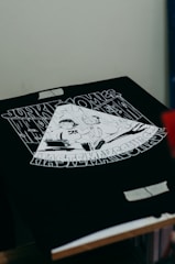 a drawing of a man with a hat on a table
