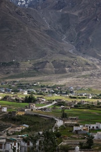 a small town in the middle of a mountain range