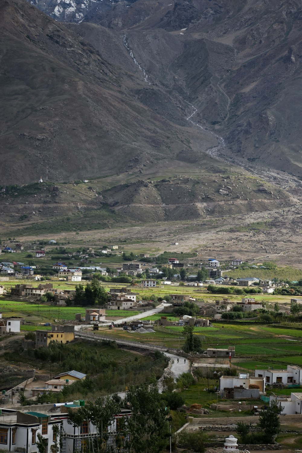 a small town in the middle of a mountain range