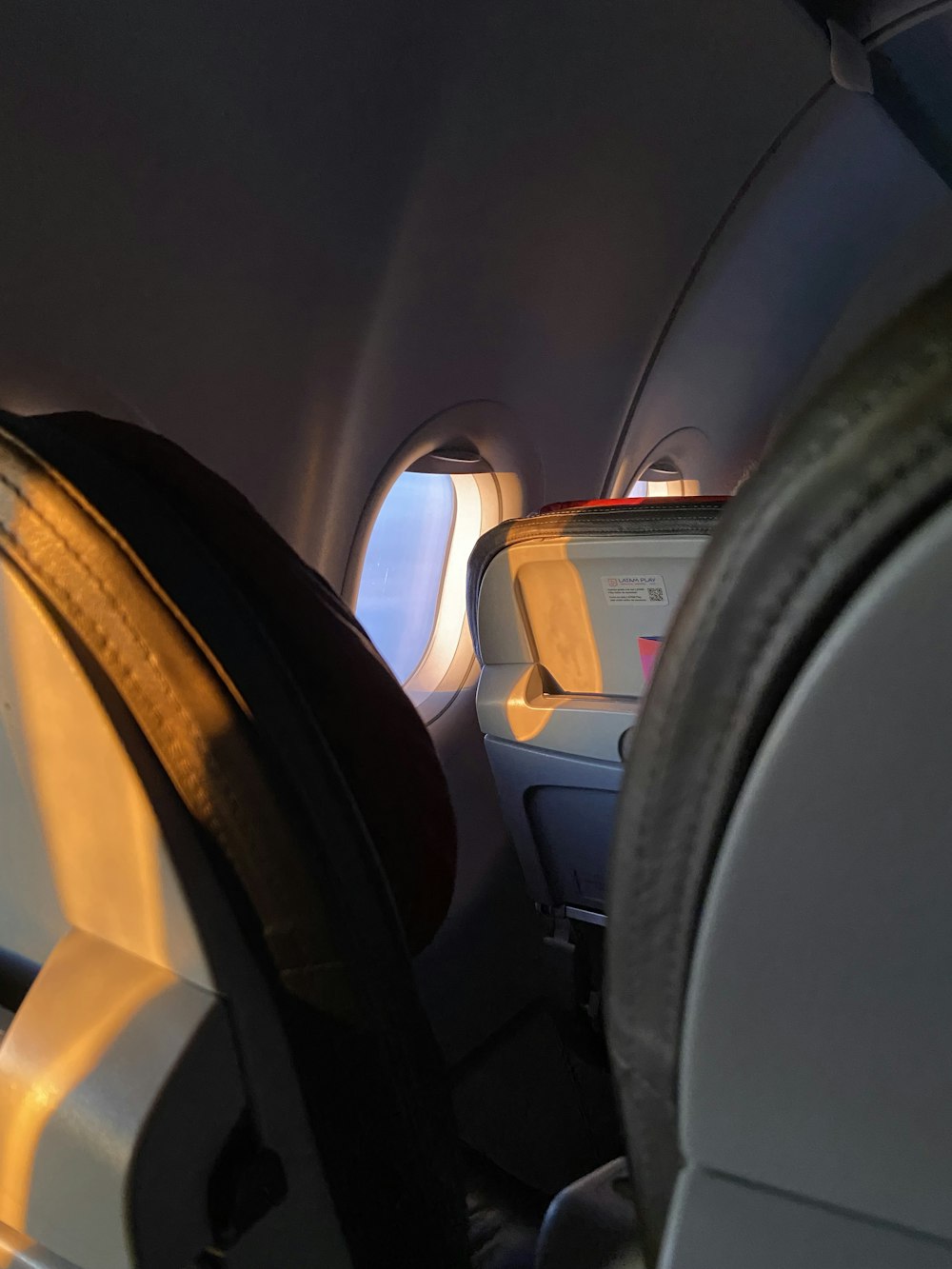 a view of the inside of an airplane