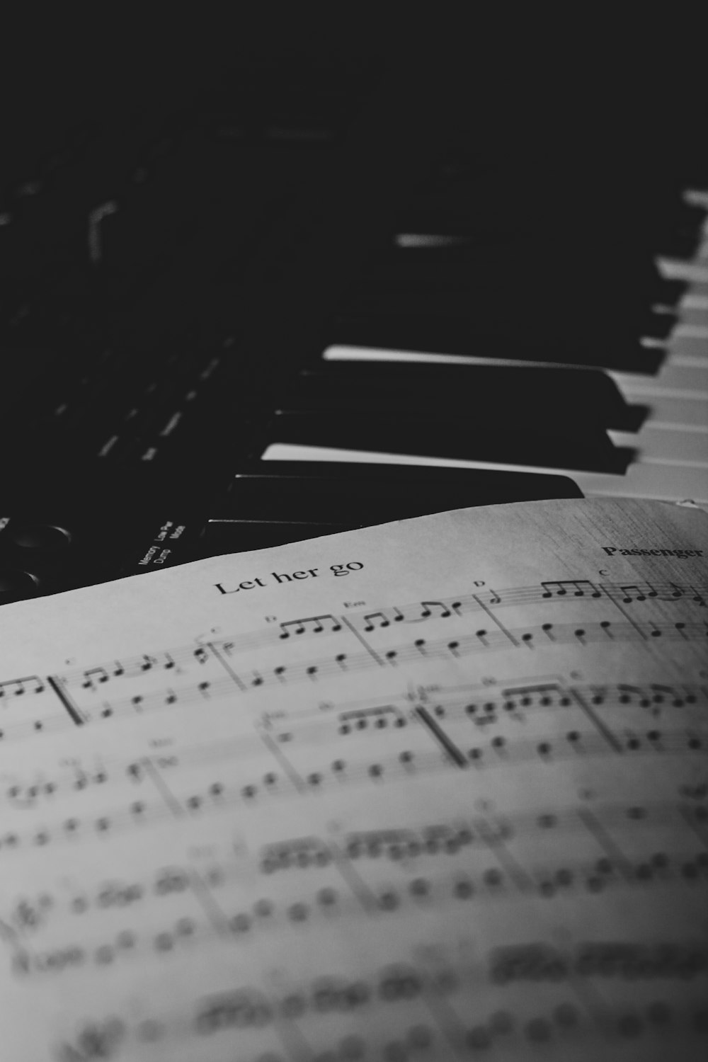 a sheet of music sitting on top of a piano