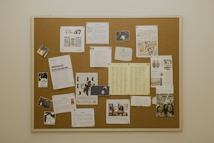 Cork board covered with community notices