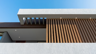 a close up of a building with a sky background