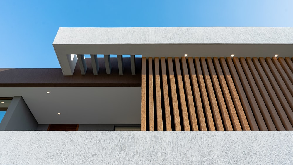 a close up of a building with a sky background