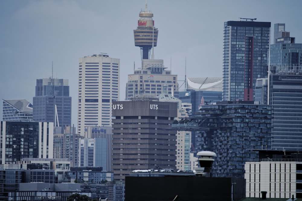 a view of a city with tall buildings