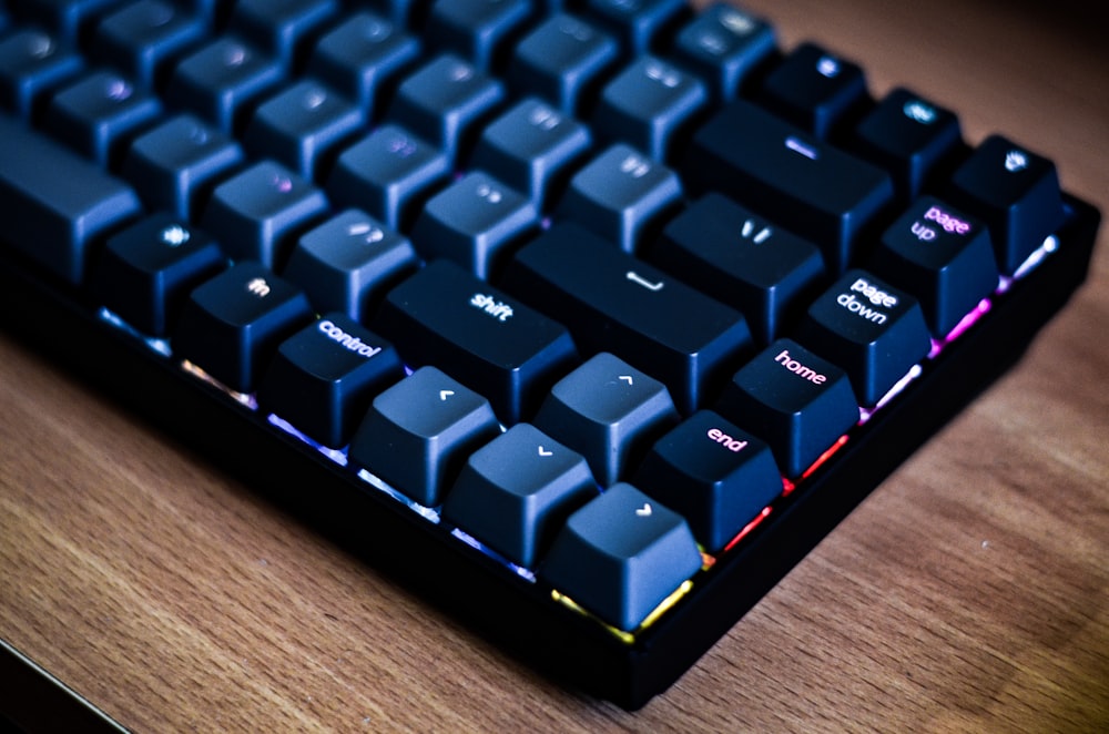 a close up of a keyboard on a table