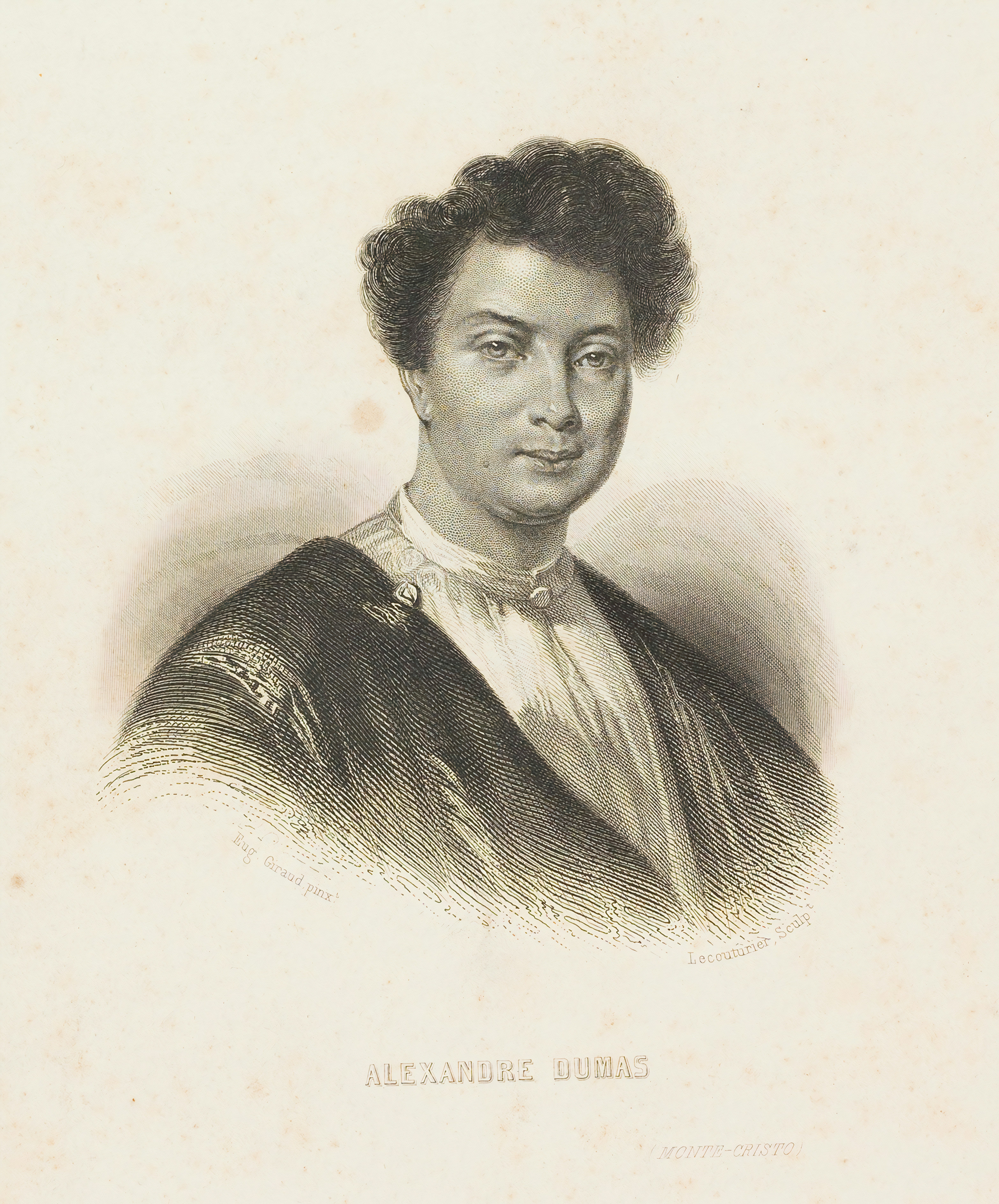 Read: https://www.europeana.eu/en/exhibitions/black-lives-in-europe/writers-and-poets Title: Alexandre Dumas. Institution: Catholic University of Leuven. Provider: PHOTOCONSORTIUM. Providing country: Belgium. Public Domain.