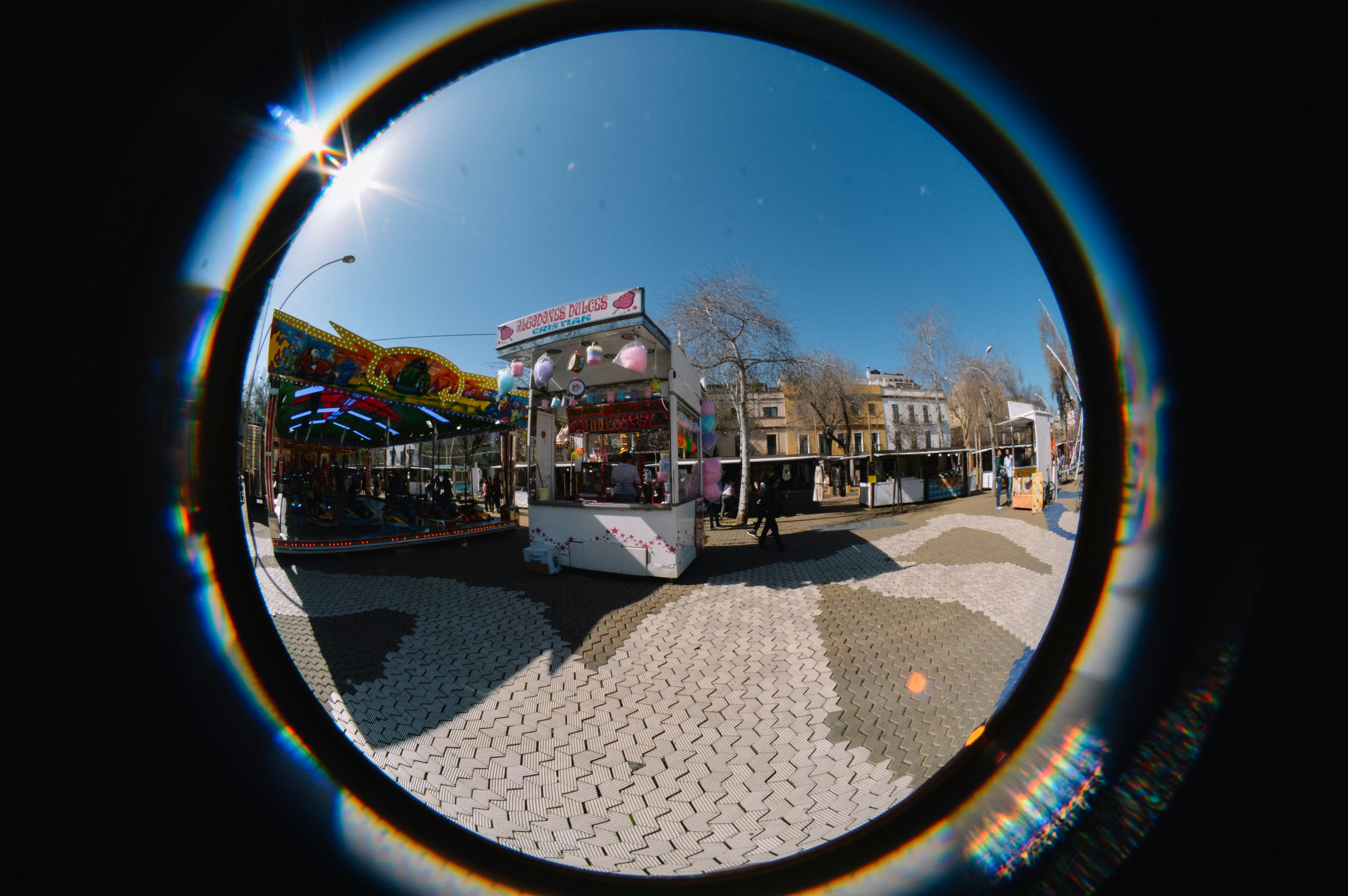 Fisheye camera showing 360 degree coverage of commercial space