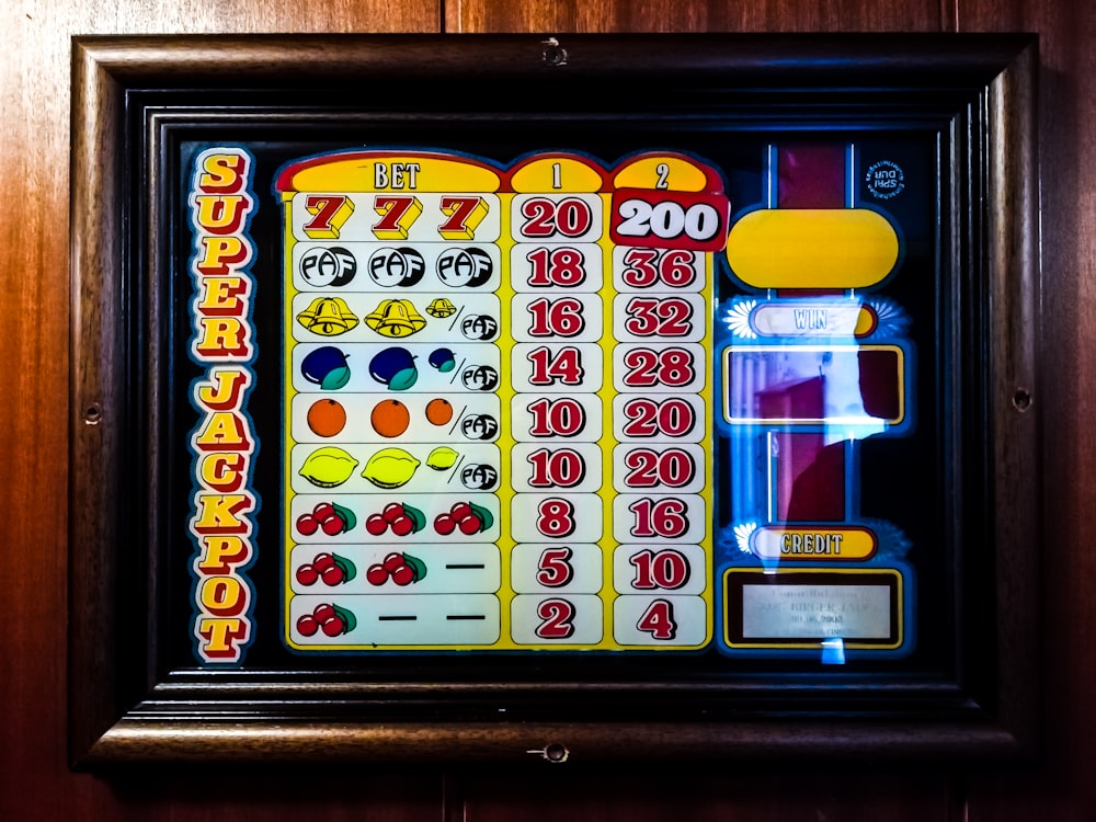 a picture of a slot machine in a frame