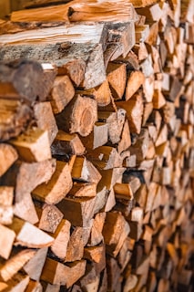a pile of wood stacked on top of each other