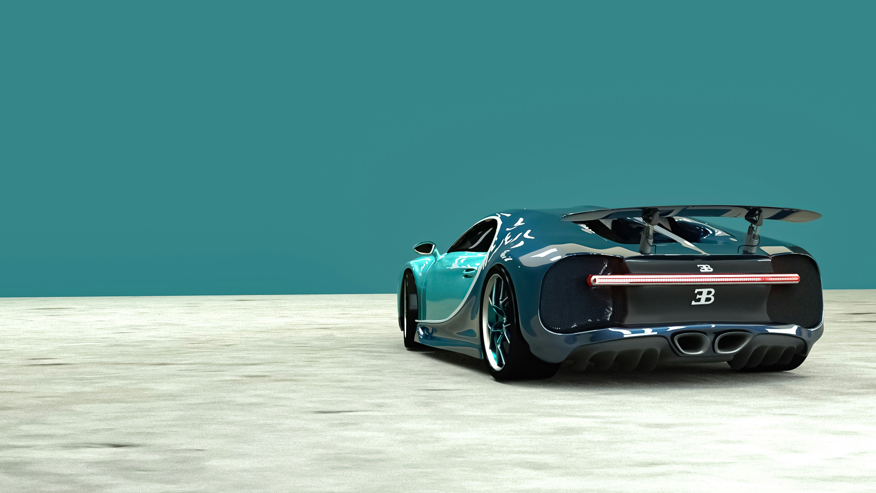 a blue sports car parked on a concrete surface