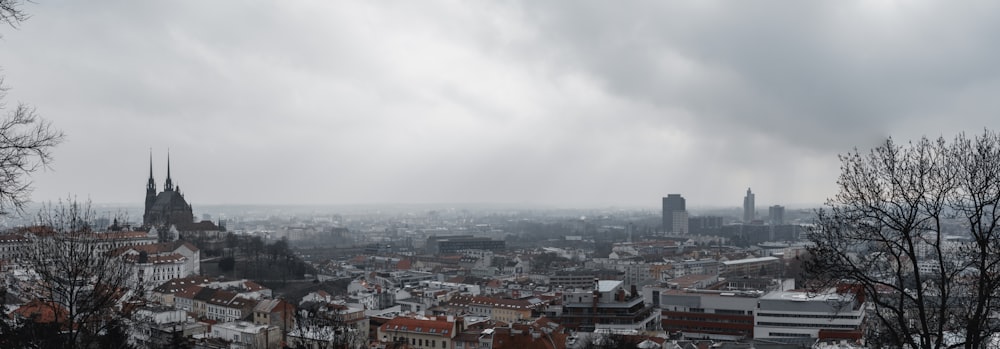 a view of a city from a hill